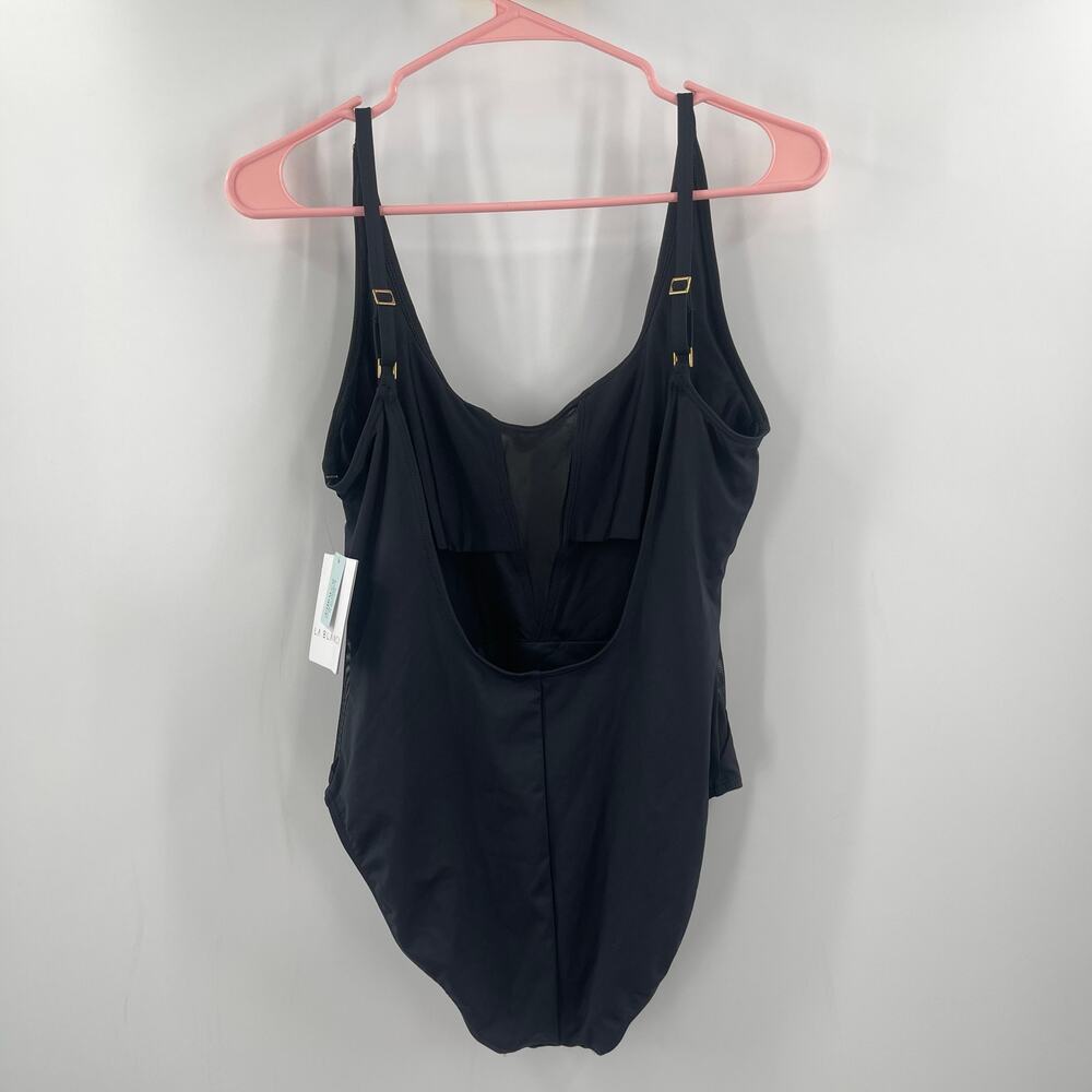 LA BLANCA Swimsuit Size 8 Black NWT Mesh Inset Cutout Swim Low Back Beach resort - Picture 5 of 16